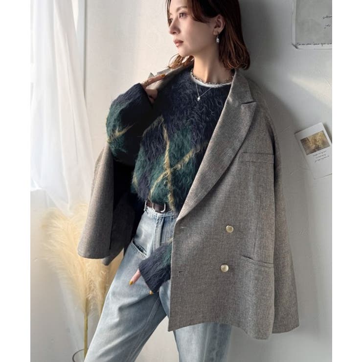 シンプルコーデに差をつける一着。長起毛アーガイル柄ニットプルオーバー | Classical Elf  | 詳細画像41 