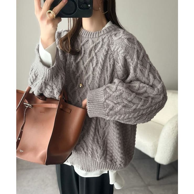 ざっくり感で一瞬でこなれ顔◎立体アラン柄ローゲージケーブルニット | Classical Elf  | 詳細画像5 