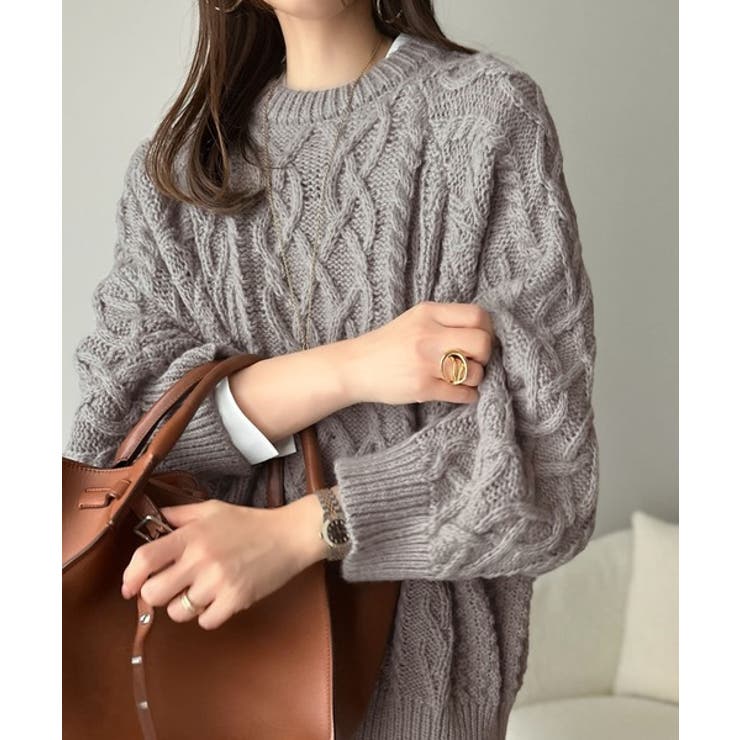 ざっくり感で一瞬でこなれ顔◎立体アラン柄ローゲージケーブルニット | Classical Elf  | 詳細画像6 