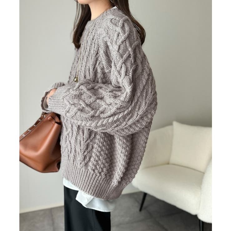 ざっくり感で一瞬でこなれ顔◎立体アラン柄ローゲージケーブルニット | Classical Elf  | 詳細画像7 