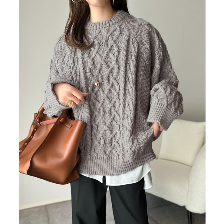 ざっくり感で一瞬でこなれ顔◎立体アラン柄ローゲージケーブルニット | Classical Elf  | 詳細画像8 