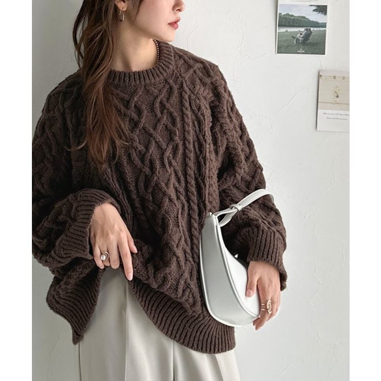 ざっくり感で一瞬でこなれ顔◎立体アラン柄ローゲージケーブルニット | Classical Elf  | 詳細画像10 