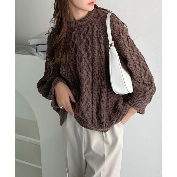 ざっくり感で一瞬でこなれ顔◎立体アラン柄ローゲージケーブルニット | Classical Elf  | 詳細画像12 