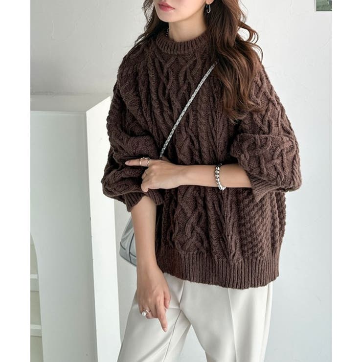 ざっくり感で一瞬でこなれ顔◎立体アラン柄ローゲージケーブルニット | Classical Elf  | 詳細画像13 