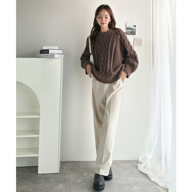 ざっくり感で一瞬でこなれ顔◎立体アラン柄ローゲージケーブルニット | Classical Elf  | 詳細画像14 