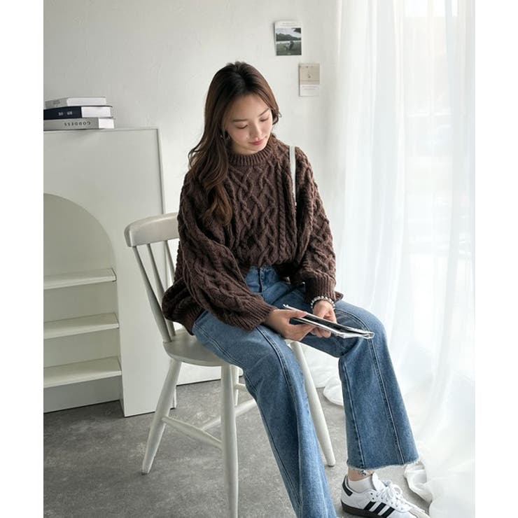 ざっくり感で一瞬でこなれ顔◎立体アラン柄ローゲージケーブルニット | Classical Elf  | 詳細画像16 