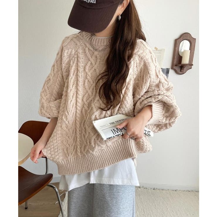 ざっくり感で一瞬でこなれ顔◎立体アラン柄ローゲージケーブルニット | Classical Elf  | 詳細画像18 