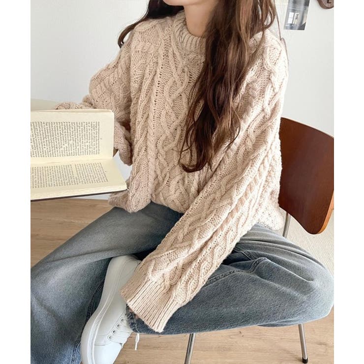 ざっくり感で一瞬でこなれ顔◎立体アラン柄ローゲージケーブルニット | Classical Elf  | 詳細画像21 