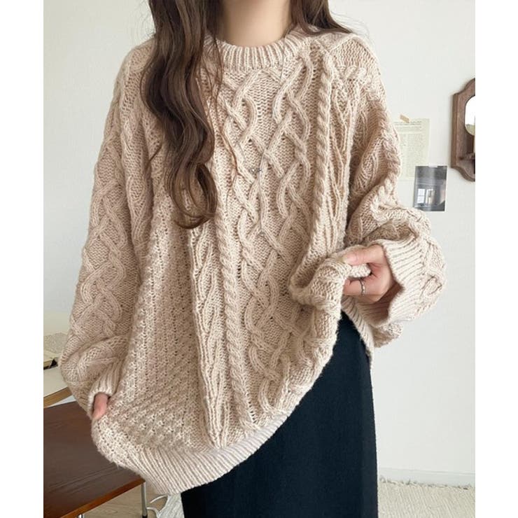 ざっくり感で一瞬でこなれ顔◎立体アラン柄ローゲージケーブルニット | Classical Elf  | 詳細画像22 