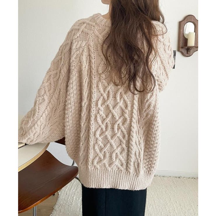 ざっくり感で一瞬でこなれ顔◎立体アラン柄ローゲージケーブルニット | Classical Elf  | 詳細画像23 