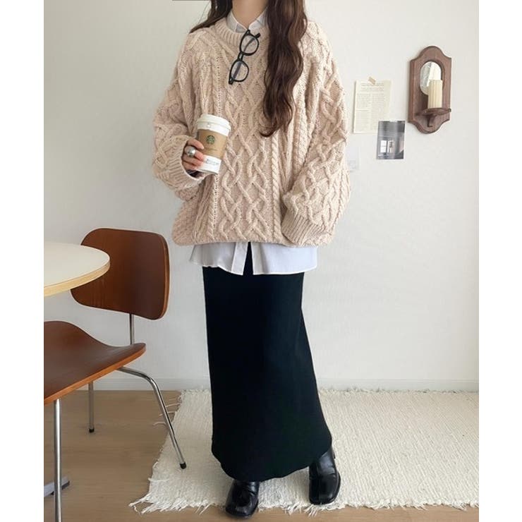 ざっくり感で一瞬でこなれ顔◎立体アラン柄ローゲージケーブルニット | Classical Elf  | 詳細画像25 