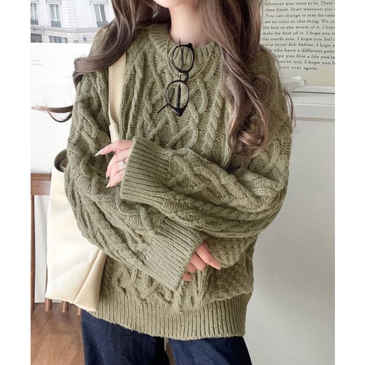 ざっくり感で一瞬でこなれ顔◎立体アラン柄ローゲージケーブルニット | Classical Elf  | 詳細画像32 