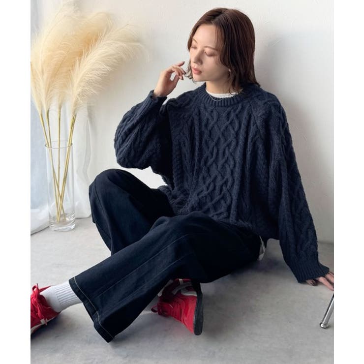 ざっくり感で一瞬でこなれ顔◎立体アラン柄ローゲージケーブルニット | Classical Elf  | 詳細画像35 