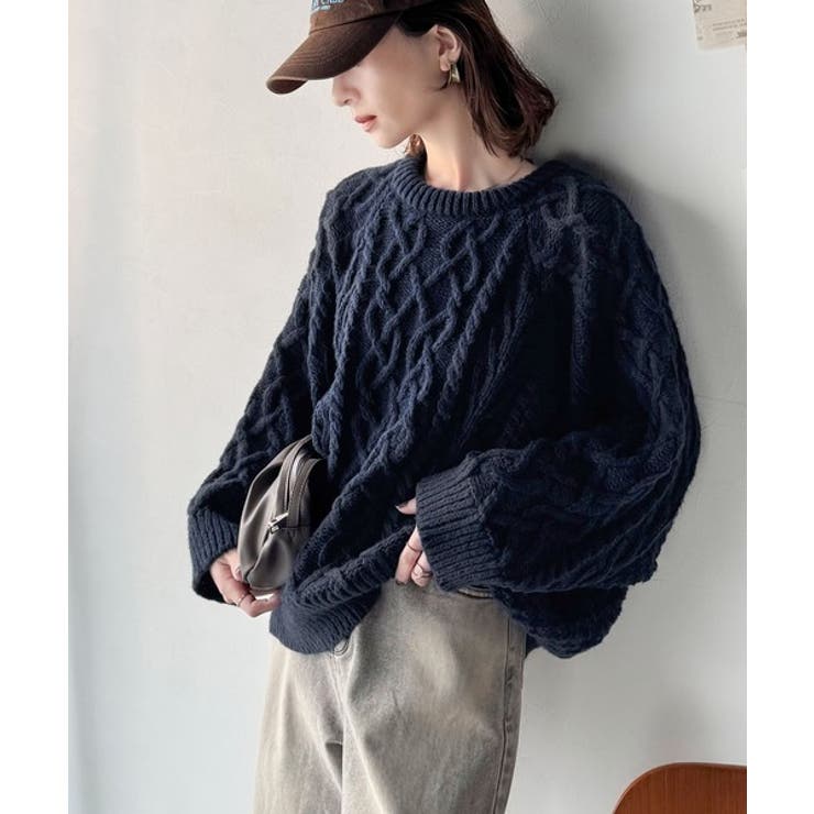 ざっくり感で一瞬でこなれ顔◎立体アラン柄ローゲージケーブルニット | Classical Elf  | 詳細画像38 