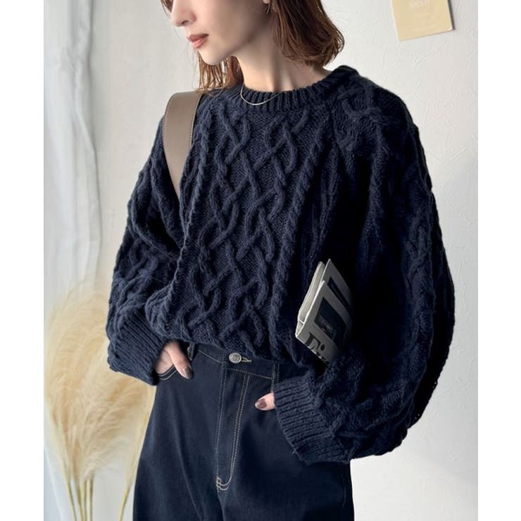 ざっくり感で一瞬でこなれ顔◎立体アラン柄ローゲージケーブルニット | Classical Elf  | 詳細画像39 