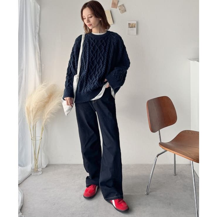 ざっくり感で一瞬でこなれ顔◎立体アラン柄ローゲージケーブルニット | Classical Elf  | 詳細画像40 