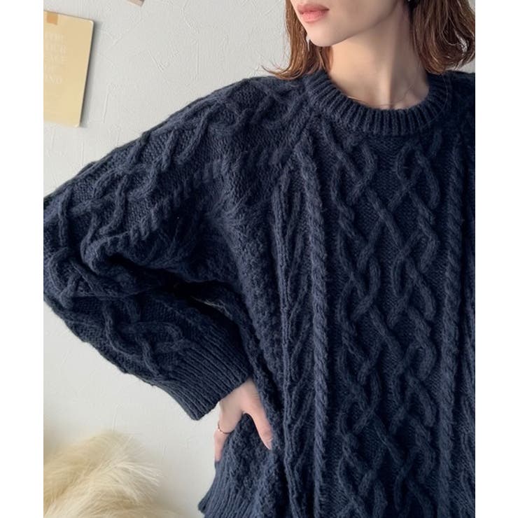 ざっくり感で一瞬でこなれ顔◎立体アラン柄ローゲージケーブルニット | Classical Elf  | 詳細画像43 