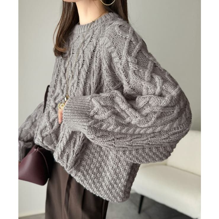 ざっくり感で一瞬でこなれ顔◎立体アラン柄ローゲージケーブルニット | Classical Elf  | 詳細画像1 