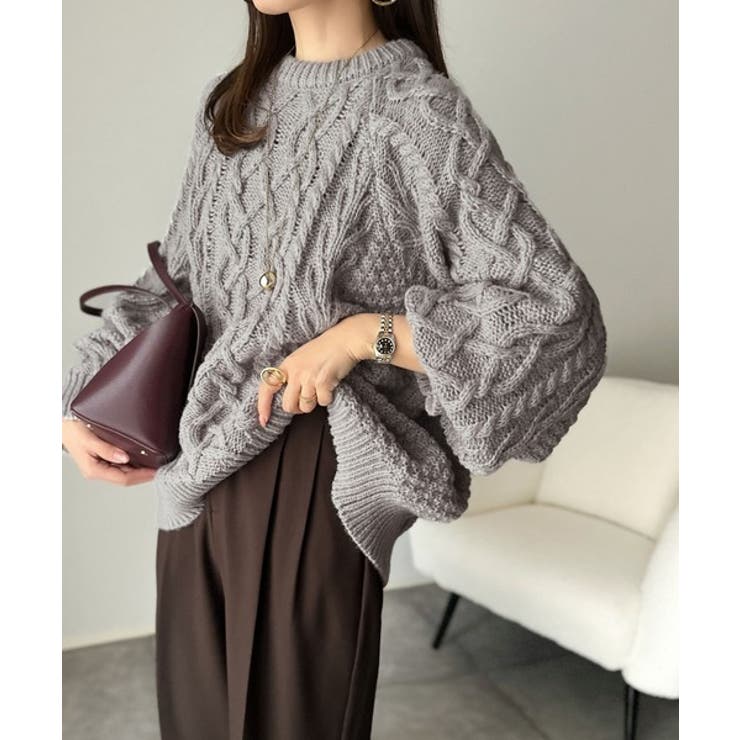 ざっくり感で一瞬でこなれ顔◎立体アラン柄ローゲージケーブルニット | Classical Elf  | 詳細画像2 