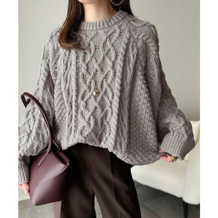 ざっくり感で一瞬でこなれ顔◎立体アラン柄ローゲージケーブルニット | Classical Elf  | 詳細画像3 