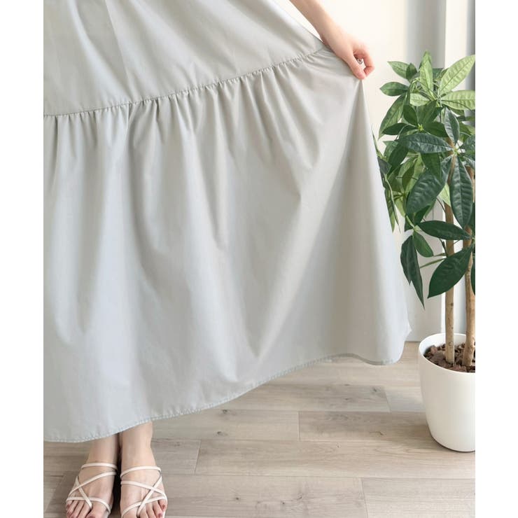 異素材ミックスが目を惹く。胸刺繍ポロ衿布帛切り替えカットティアードワンピース（半… | Classical Elf  | 詳細画像39 