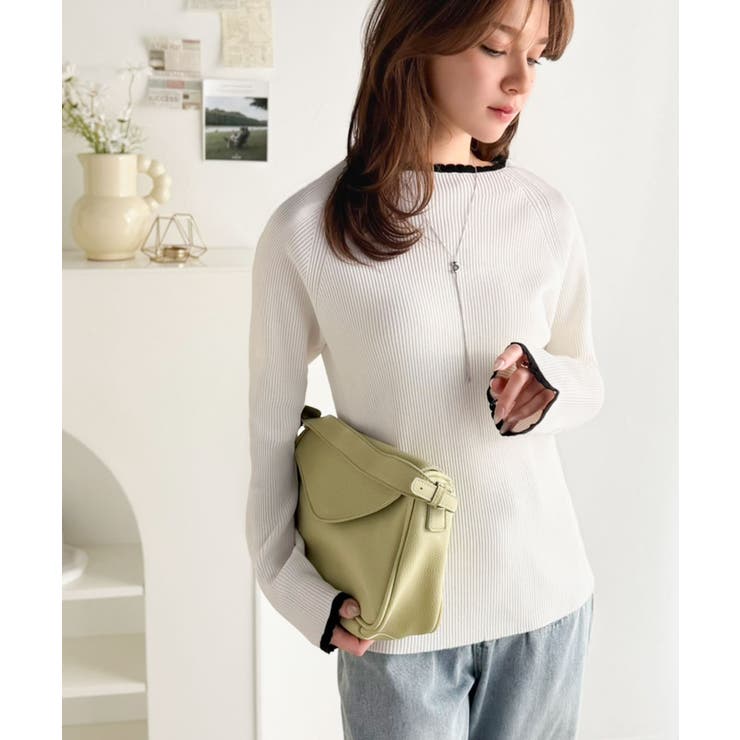 色っぽさと着回し力を兼ね備えた主役級ニット。スカラップ配色デザインニットプルオー… | Classical Elf  | 詳細画像7 