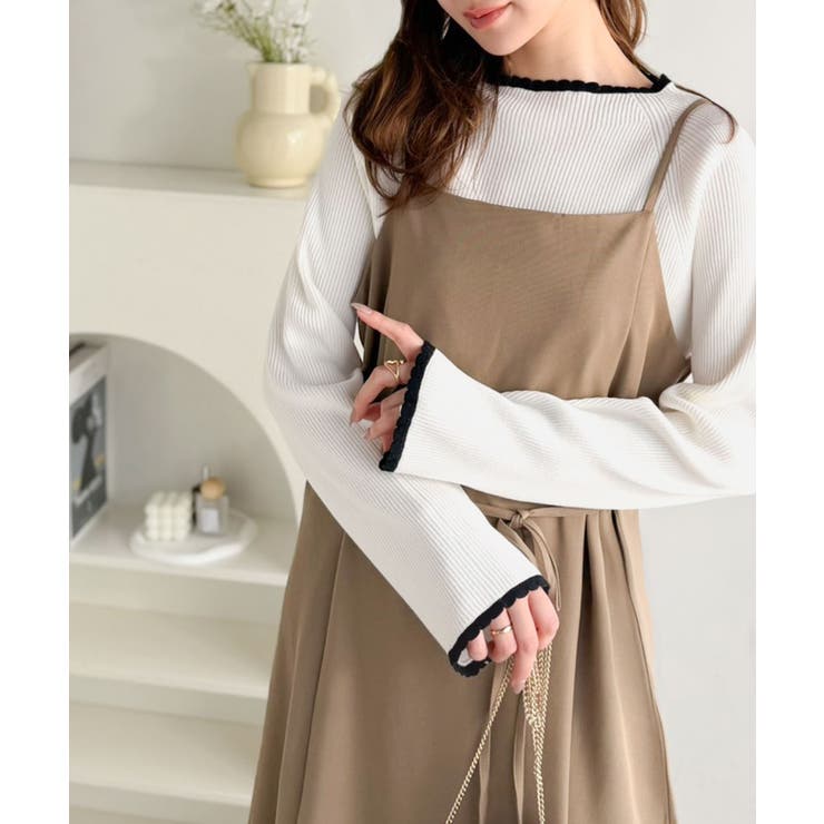 色っぽさと着回し力を兼ね備えた主役級ニット。スカラップ配色デザインニットプルオー… | Classical Elf  | 詳細画像8 