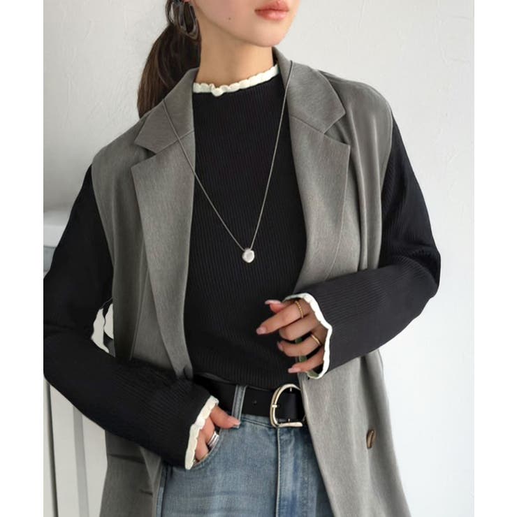 色っぽさと着回し力を兼ね備えた主役級ニット。スカラップ配色デザインニットプルオー… | Classical Elf  | 詳細画像19 