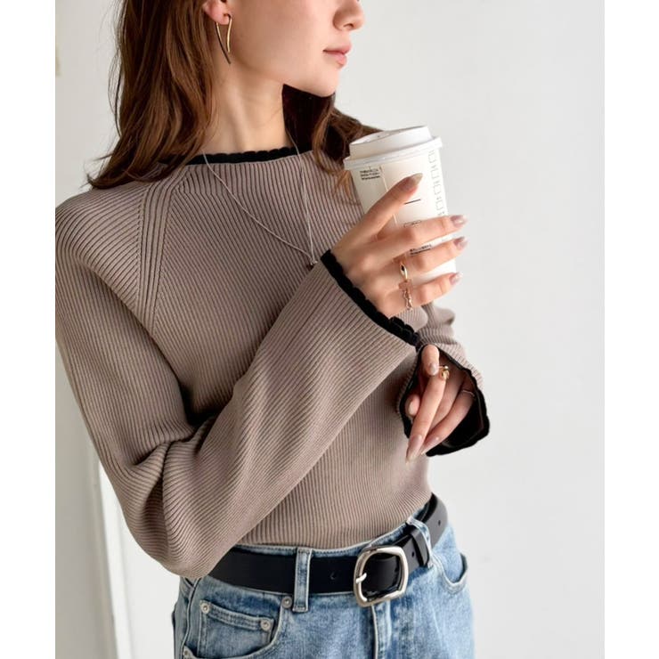 色っぽさと着回し力を兼ね備えた主役級ニット。スカラップ配色デザインニットプルオー… | Classical Elf  | 詳細画像20 