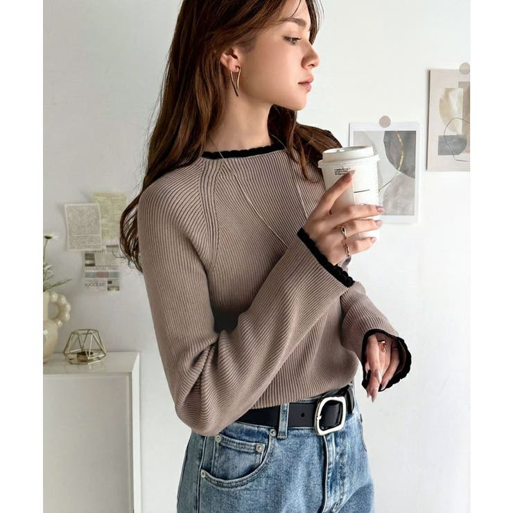 色っぽさと着回し力を兼ね備えた主役級ニット。スカラップ配色デザインニットプルオー… | Classical Elf  | 詳細画像22 