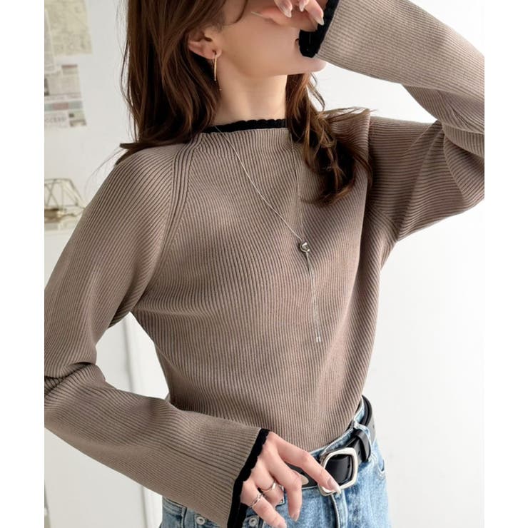 色っぽさと着回し力を兼ね備えた主役級ニット。スカラップ配色デザインニットプルオー… | Classical Elf  | 詳細画像23 