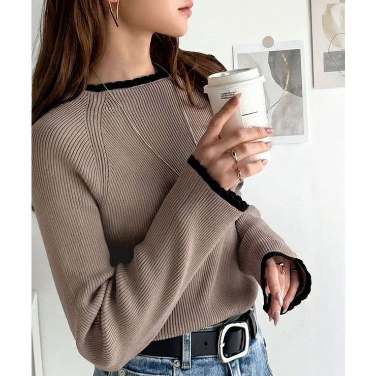 色っぽさと着回し力を兼ね備えた主役級ニット。スカラップ配色デザインニットプルオー… | Classical Elf  | 詳細画像24 