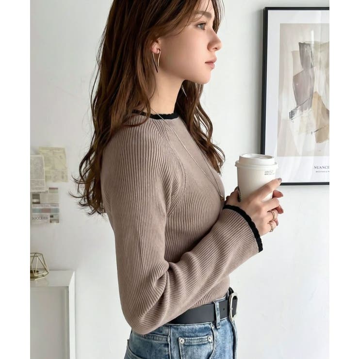 色っぽさと着回し力を兼ね備えた主役級ニット。スカラップ配色デザインニットプルオー… | Classical Elf  | 詳細画像25 