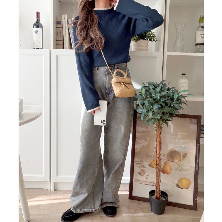 色っぽさと着回し力を兼ね備えた主役級ニット。スカラップ配色デザインニットプルオー… | Classical Elf  | 詳細画像34 