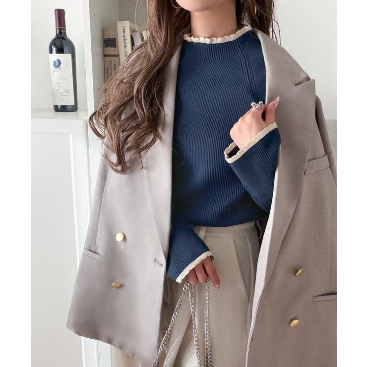 色っぽさと着回し力を兼ね備えた主役級ニット。スカラップ配色デザインニットプルオー… | Classical Elf  | 詳細画像36 