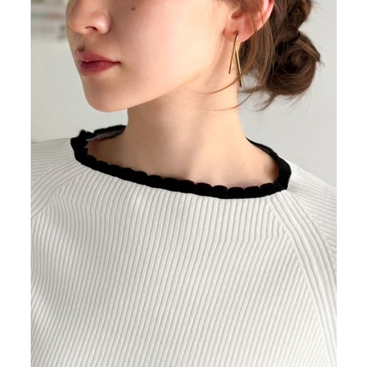 色っぽさと着回し力を兼ね備えた主役級ニット。スカラップ配色デザインニットプルオー… | Classical Elf  | 詳細画像38 