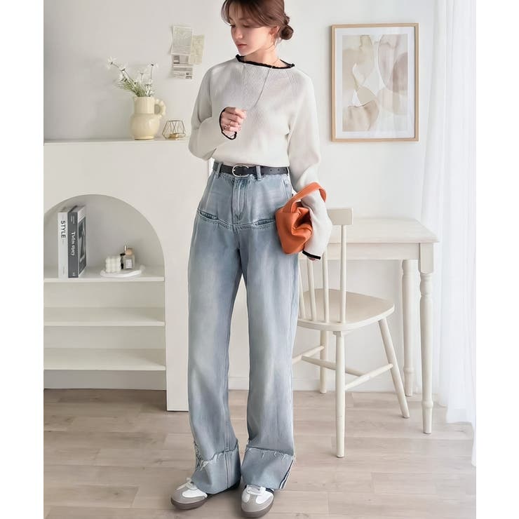 色っぽさと着回し力を兼ね備えた主役級ニット。スカラップ配色デザインニットプルオー… | Classical Elf  | 詳細画像5 