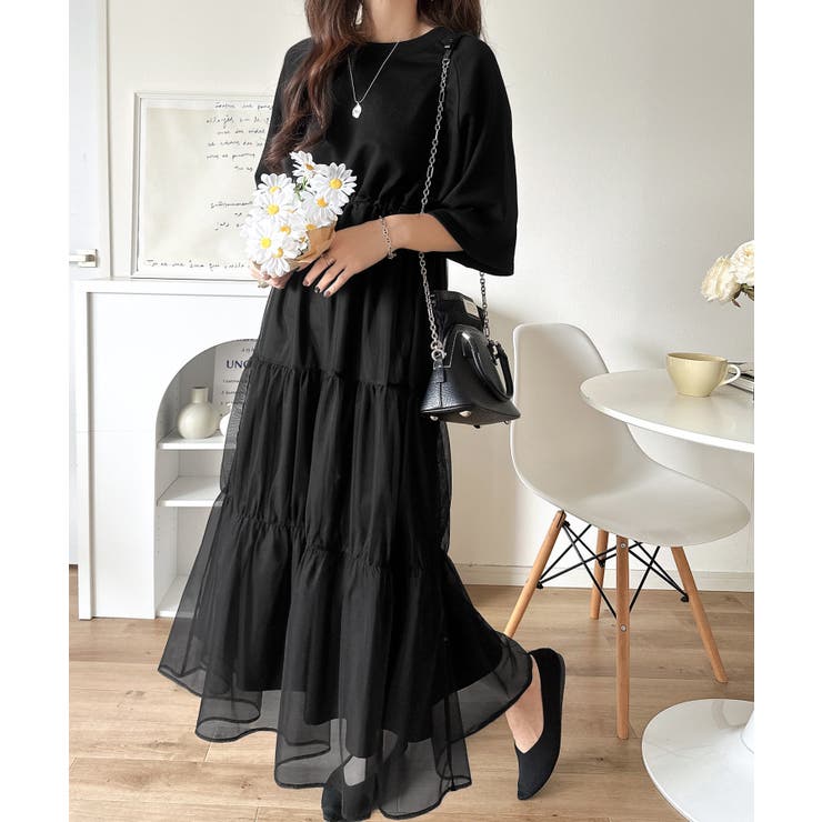 1枚で完成する、究極の大人カジュアル。半袖スウェットチュールドッキングワンピース | Classical Elf  | 詳細画像9 