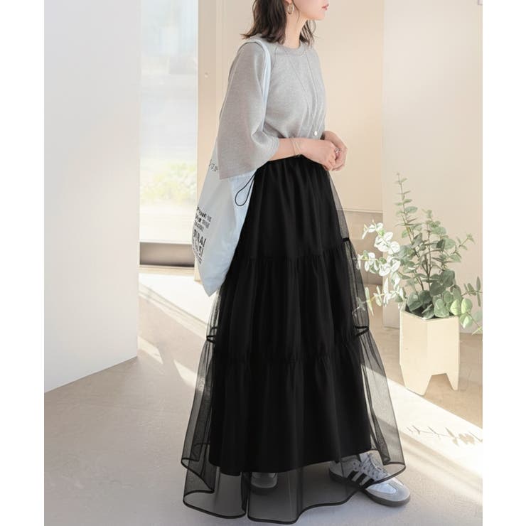 1枚で完成する、究極の大人カジュアル。半袖スウェットチュールドッキングワンピース | Classical Elf  | 詳細画像11 