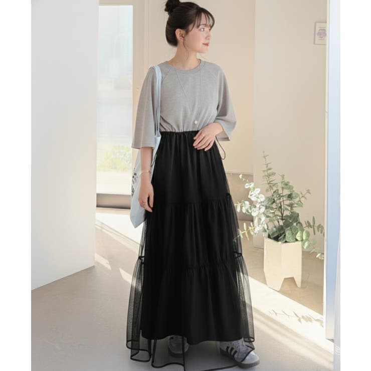 1枚で完成する、究極の大人カジュアル。半袖スウェットチュールドッキングワンピース | Classical Elf  | 詳細画像12 