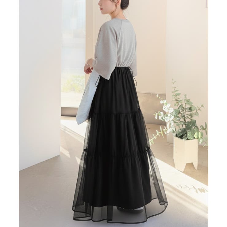 1枚で完成する、究極の大人カジュアル。半袖スウェットチュールドッキングワンピース | Classical Elf  | 詳細画像13 