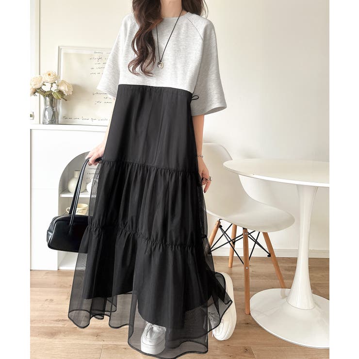 1枚で完成する、究極の大人カジュアル。半袖スウェットチュールドッキングワンピース | Classical Elf  | 詳細画像18 