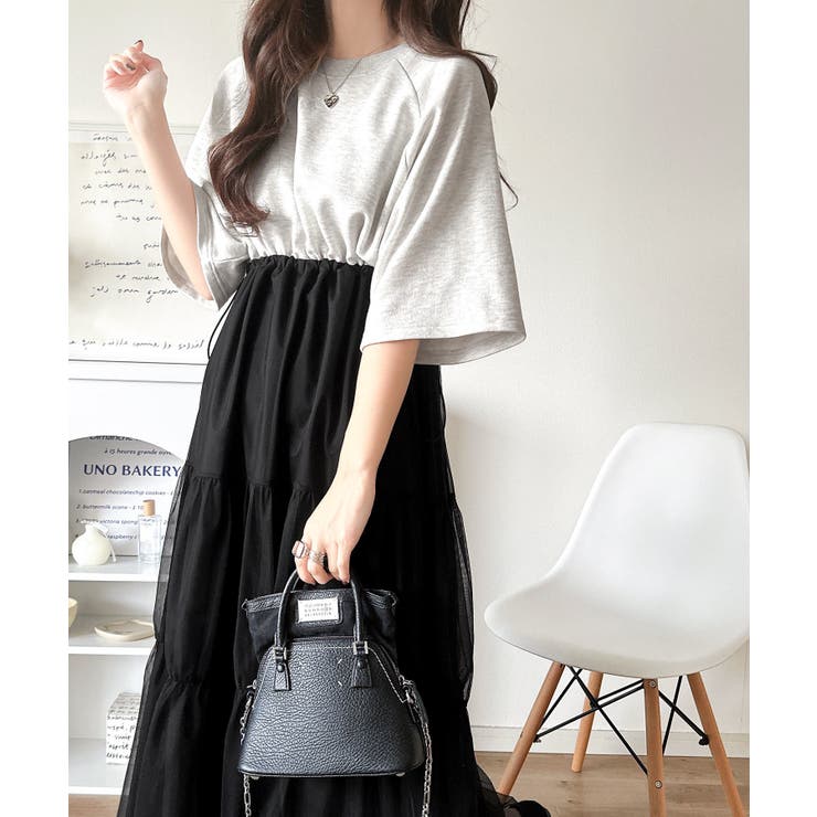 1枚で完成する、究極の大人カジュアル。半袖スウェットチュールドッキングワンピース | Classical Elf  | 詳細画像21 