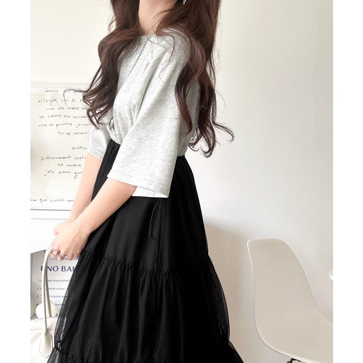 1枚で完成する、究極の大人カジュアル。半袖スウェットチュールドッキングワンピース | Classical Elf  | 詳細画像23 