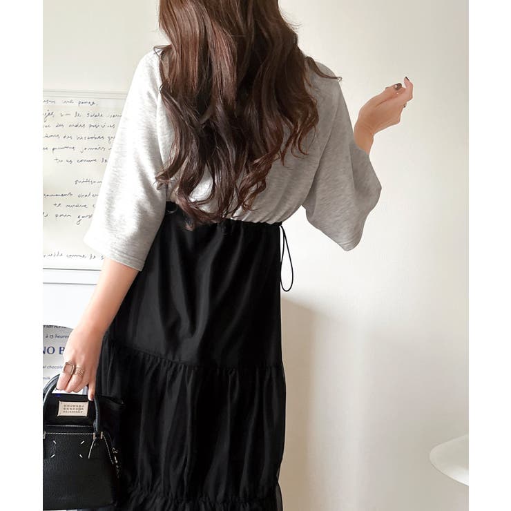 1枚で完成する、究極の大人カジュアル。半袖スウェットチュールドッキングワンピース | Classical Elf  | 詳細画像26 