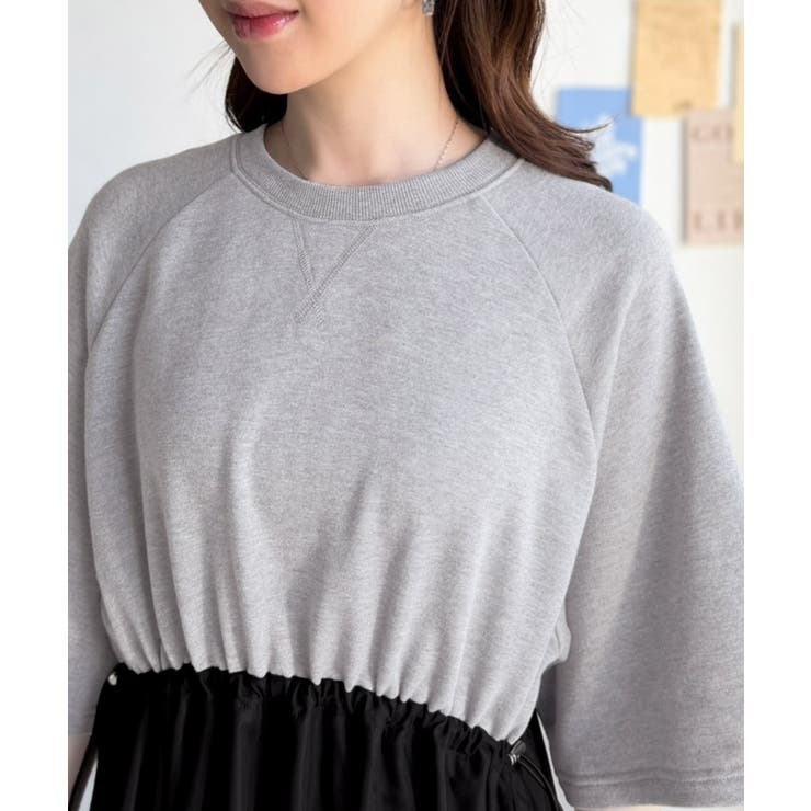 1枚で完成する、究極の大人カジュアル。半袖スウェットチュールドッキングワンピース | Classical Elf  | 詳細画像30 