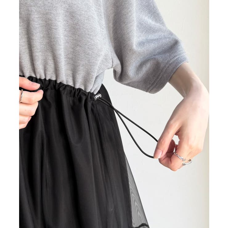 1枚で完成する、究極の大人カジュアル。半袖スウェットチュールドッキングワンピース | Classical Elf  | 詳細画像32 