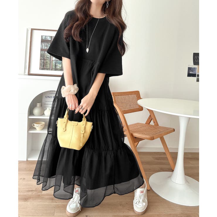 1枚で完成する、究極の大人カジュアル。半袖スウェットチュールドッキングワンピース | Classical Elf  | 詳細画像2 