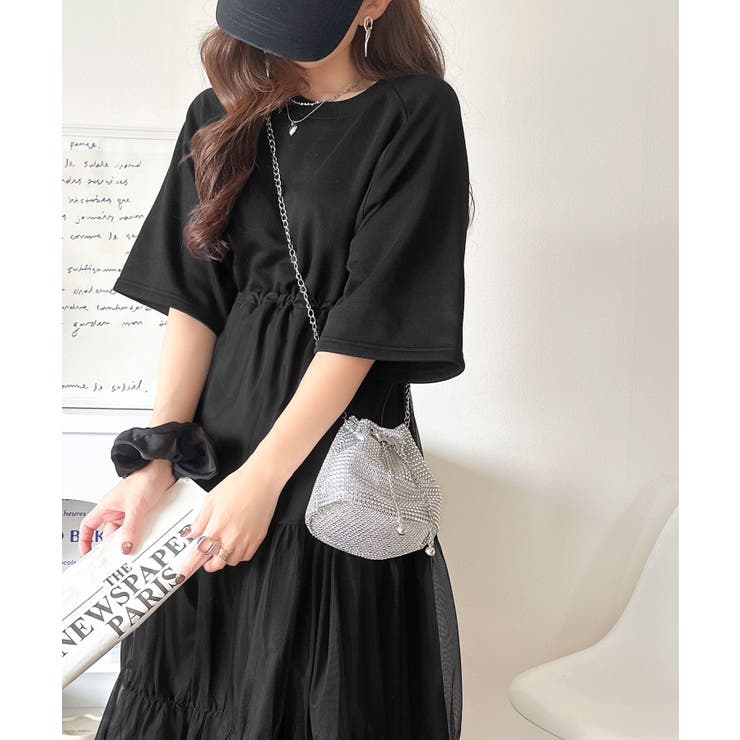 1枚で完成する、究極の大人カジュアル。半袖スウェットチュールドッキングワンピース | Classical Elf  | 詳細画像5 