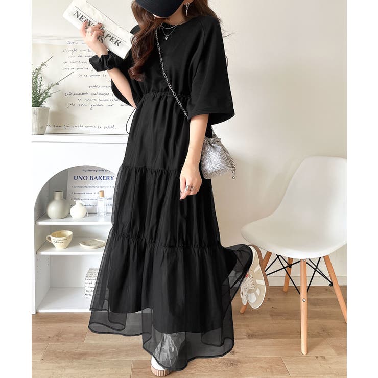 1枚で完成する、究極の大人カジュアル。半袖スウェットチュールドッキングワンピース | Classical Elf  | 詳細画像6 